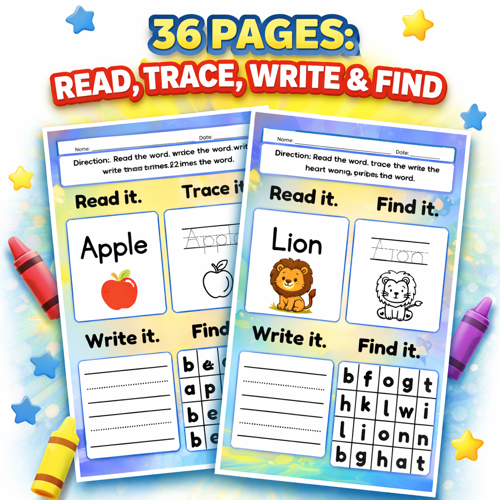 My First Words: 4-in-1 Activity Workbook (Animals, Fruits & Sight Words)