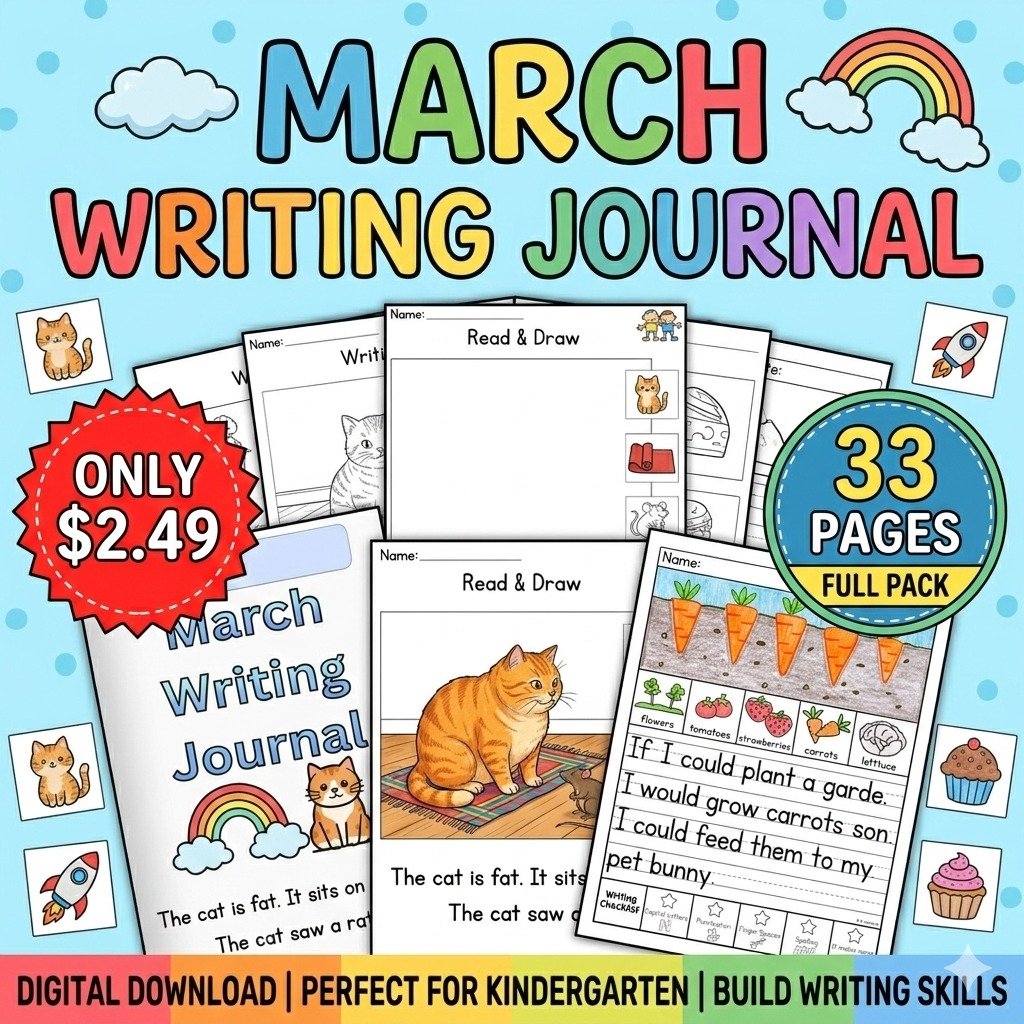 March Writing Journal & Read and Draw for Kids