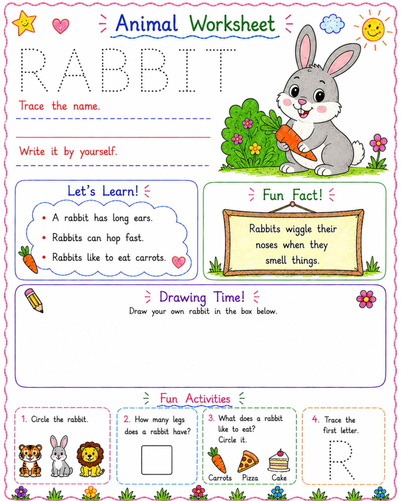 Kindergarten Animal Worksheet Pack 15 Printable Preschool Activities ...