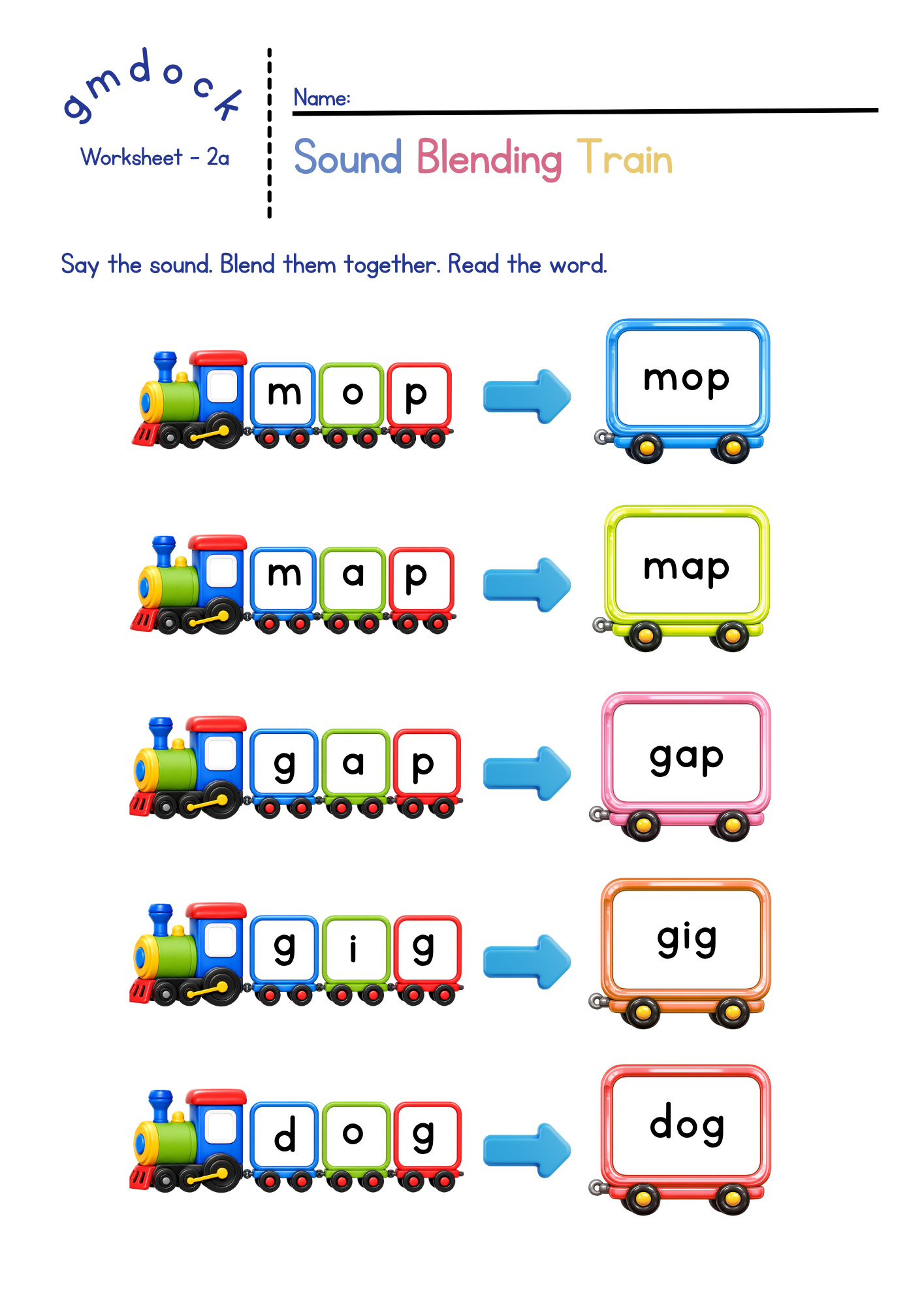 Science of Reading Aligned CVC Blending Worksheets | gmdock Phonics Activities for Kindergarten & Preschool | Beginning Reading Practice | Learn to Read Printable PDF – page 5