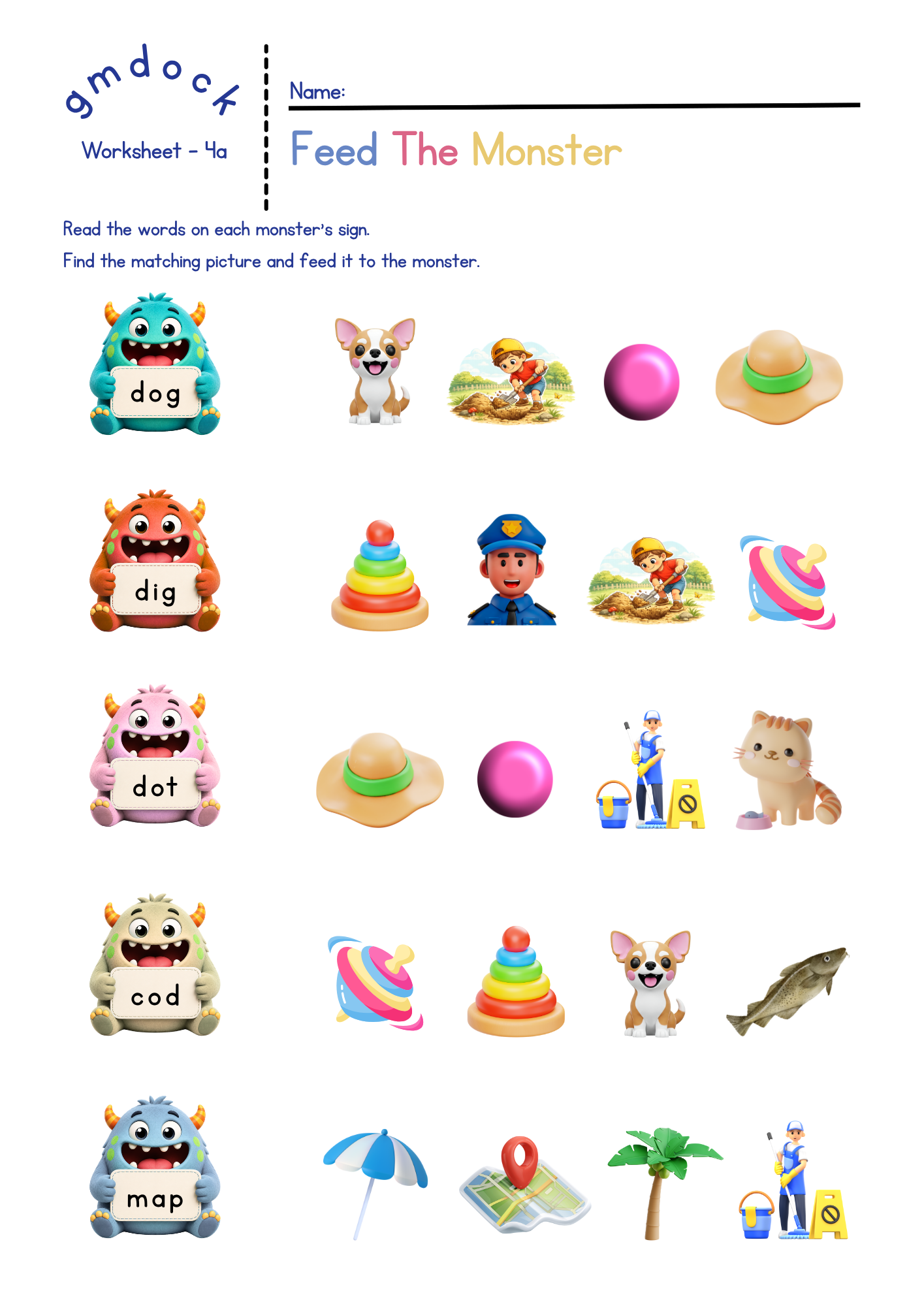 Science of Reading Aligned CVC Blending Worksheets | gmdock Phonics Activities for Kindergarten & Preschool | Beginning Reading Practice | Learn to Read Printable PDF – page 2