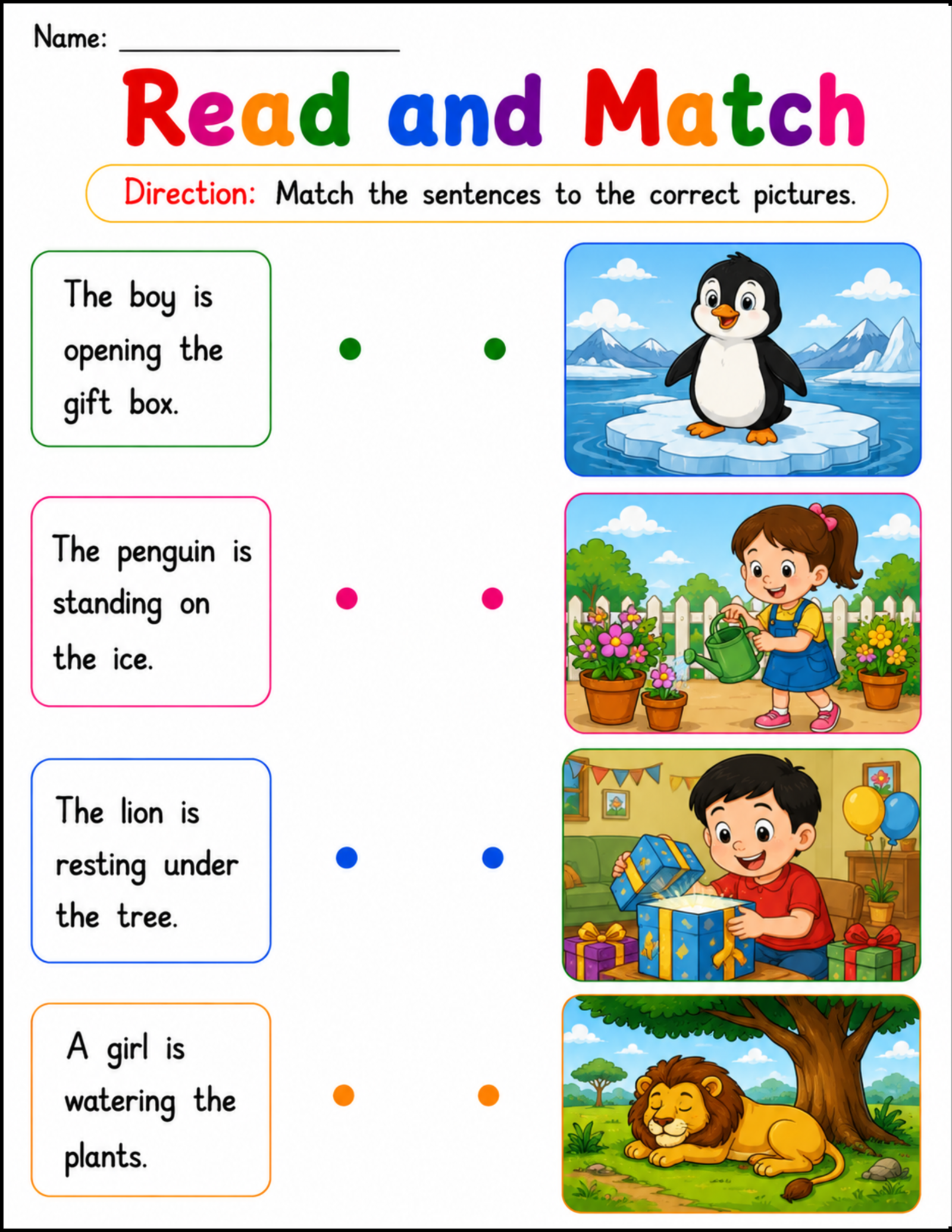 Kindergarten Reading Comprehension Bundle - Cut & Paste, Picture Clues, Match the Sentences Worksheets – page 1