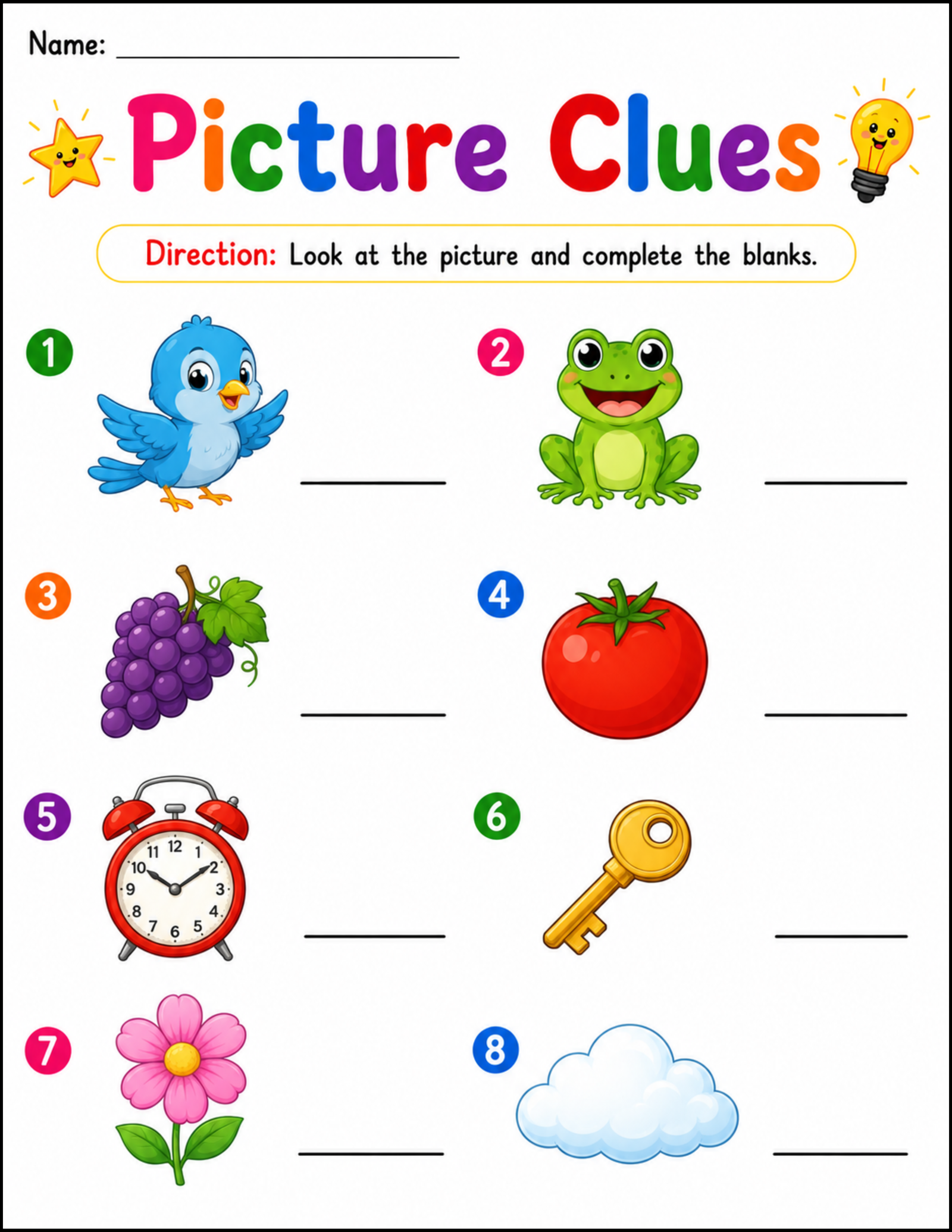 Kindergarten Reading Comprehension Bundle - Cut & Paste, Picture Clues, Match the Sentences Worksheets – page 2