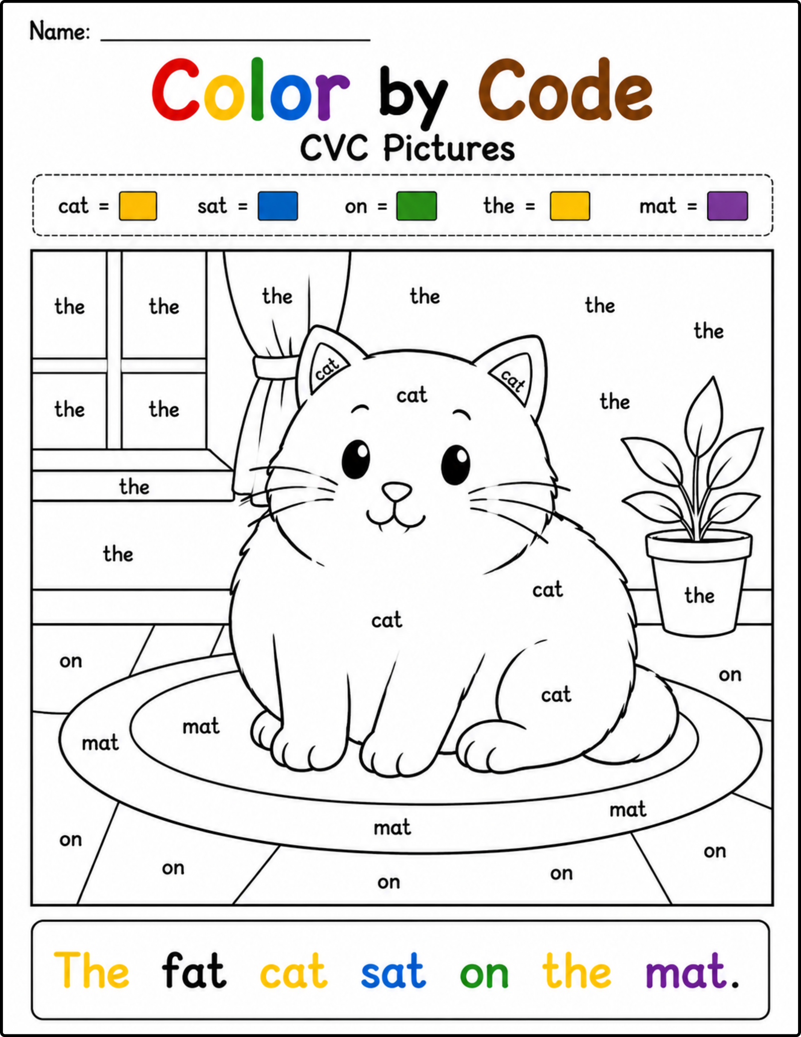 CVC Word Family Activities Bundle | Read Build Write & Color by Code Worksheets | Kindergarten Phonics Pack – page 3