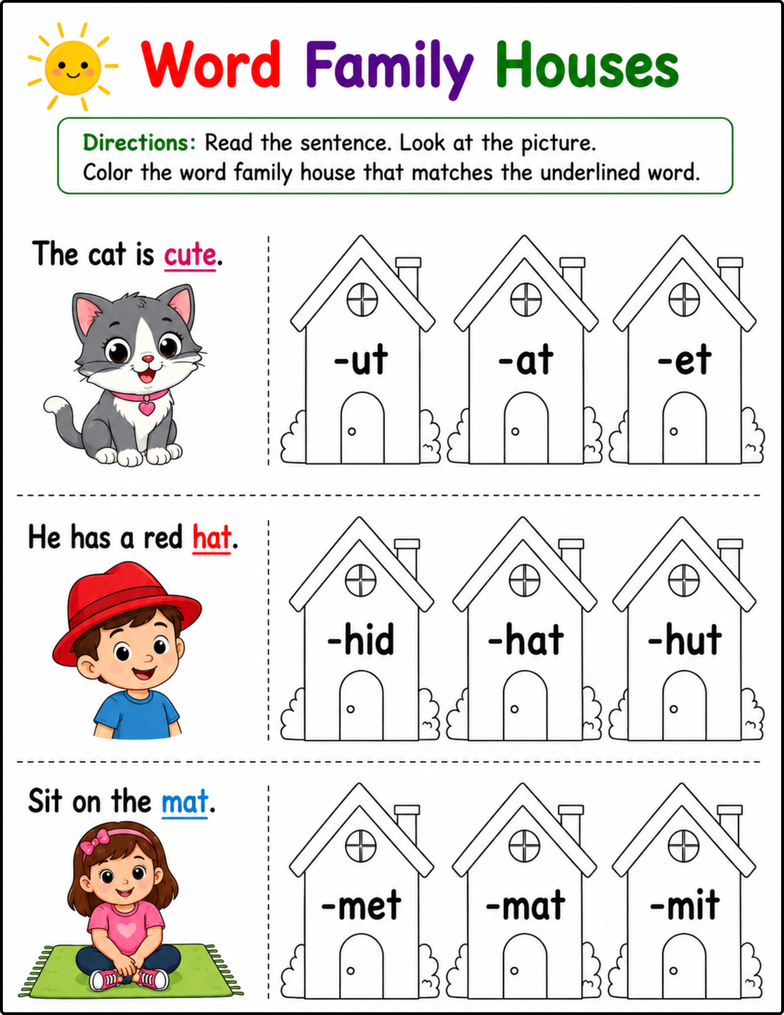 CVC Word Family Activities Bundle | Read Build Write & Color by Code Worksheets | Kindergarten Phonics Pack – page 2